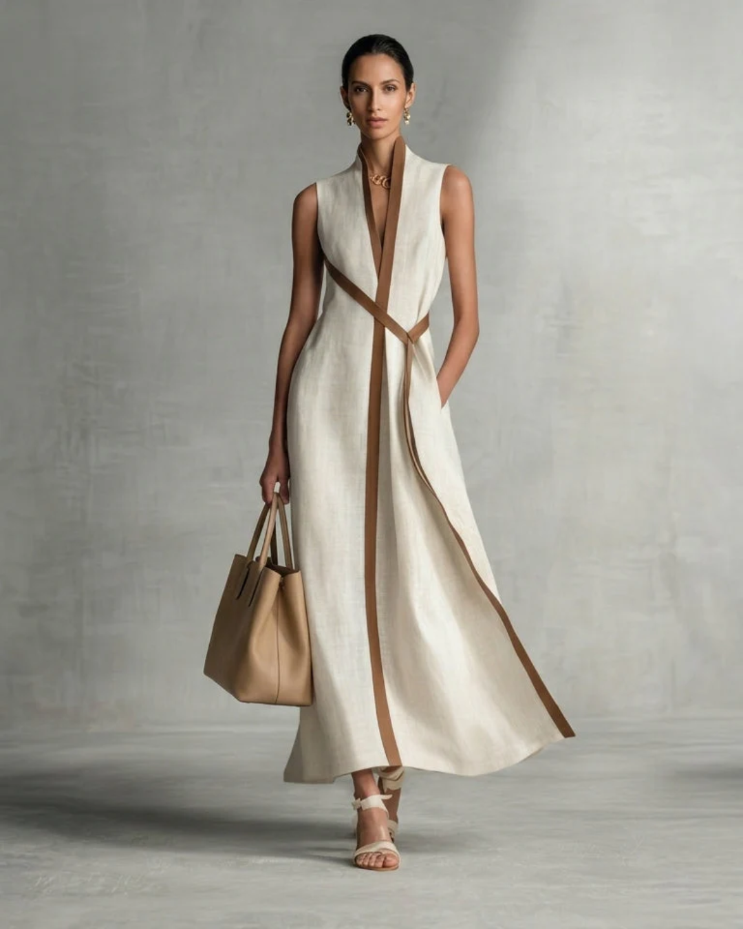 Vestido Lino Esculpido Elira